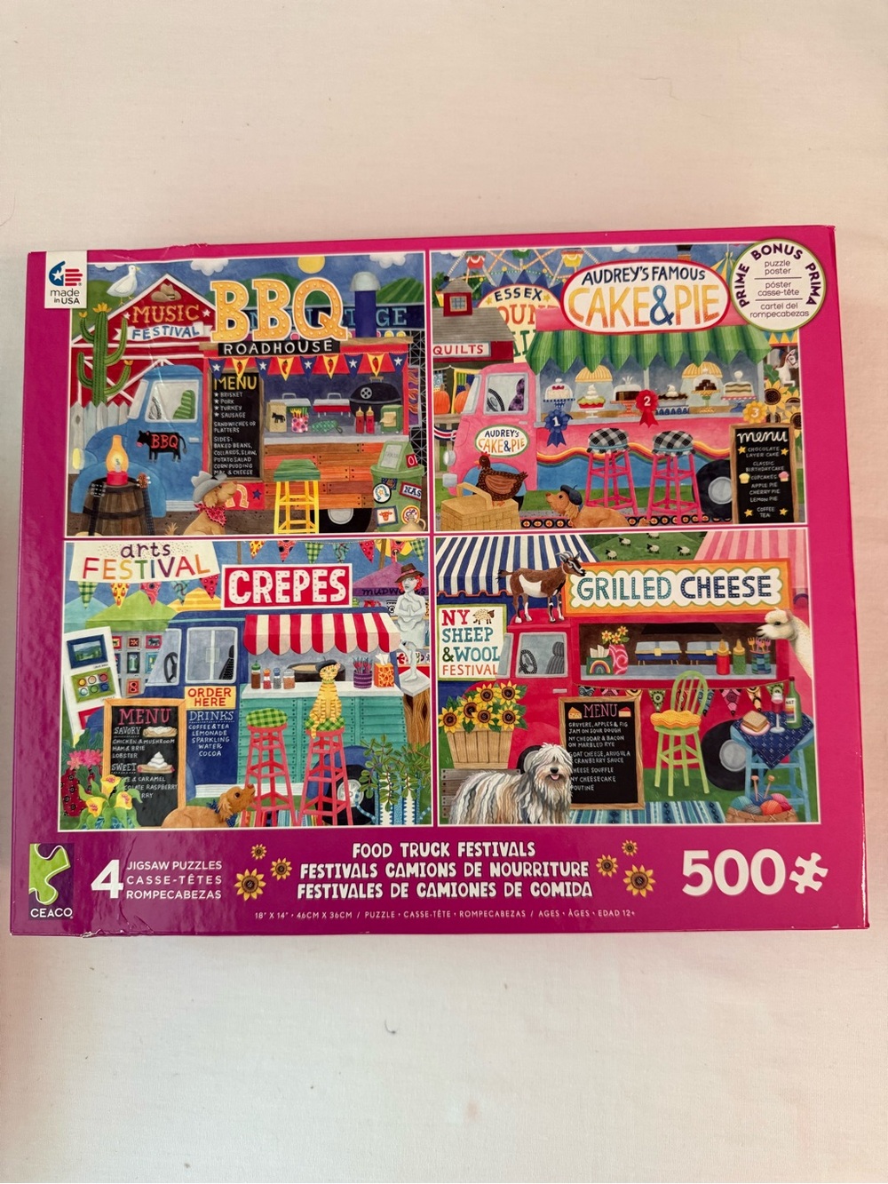 Ceaco Food Truck Festivals lot of 4 500-Piece Puzzles